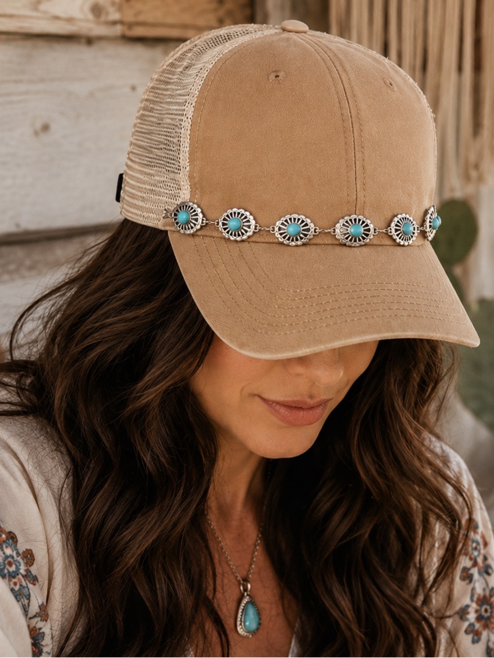 Trucker Hat Chain Boho Turquoise Concho Accessory | 4 Styles to choose from NWT